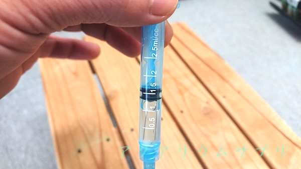 注射器スポイトに尿素水１ml（１cc）